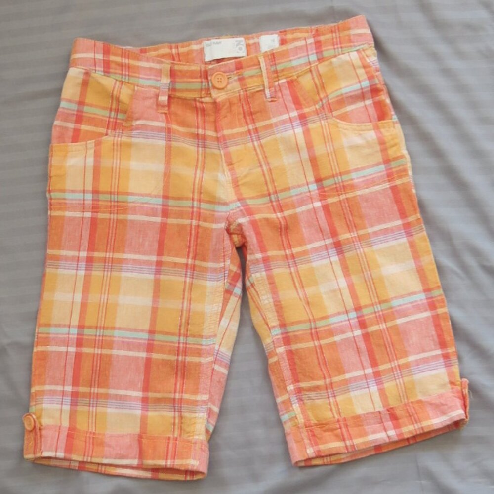 Old Navy Girls Orange Plaid Shorts Size 16